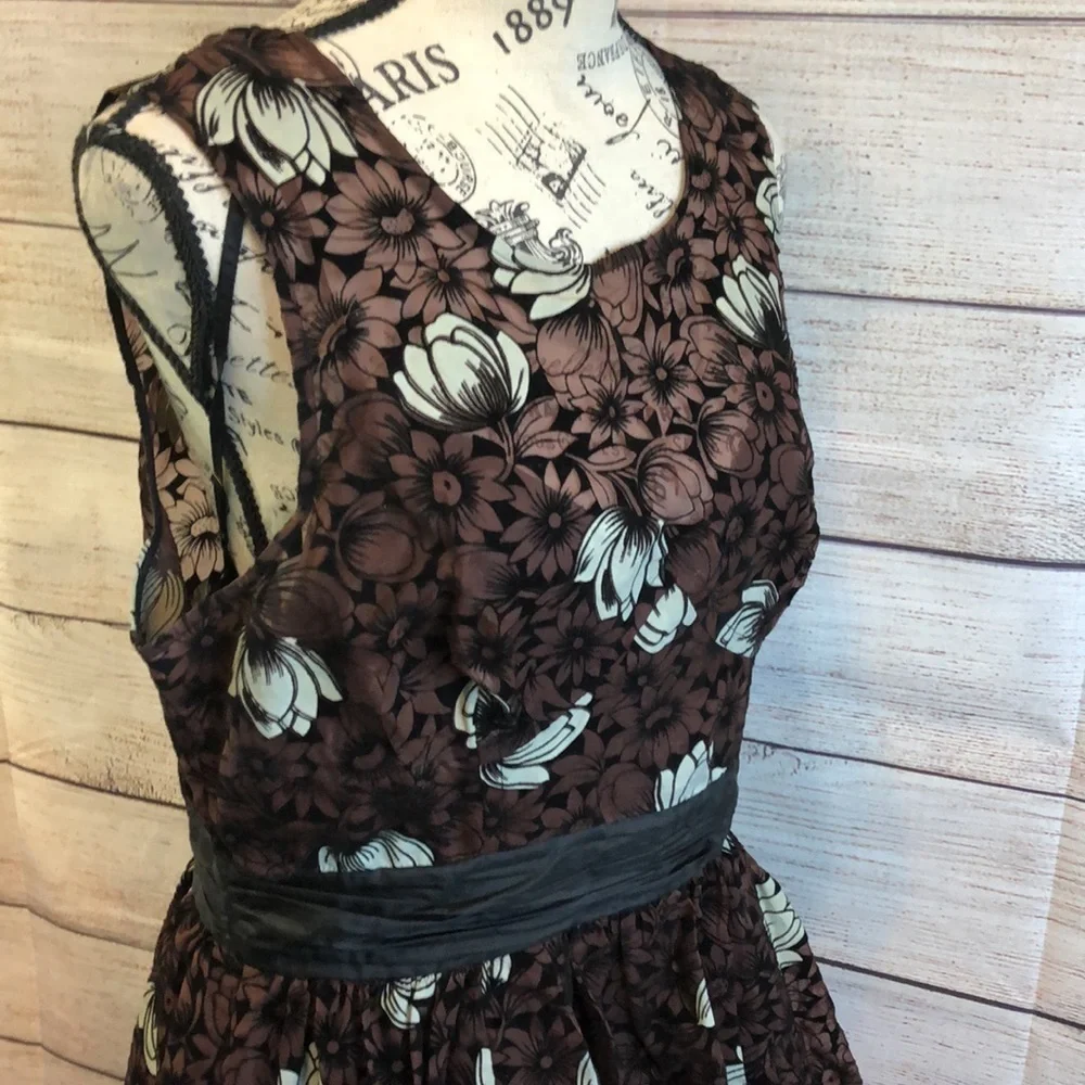 Frock! By Tracy Reese Silk Tea Dress Floral Crinoline Petticoat Chrysanthemum